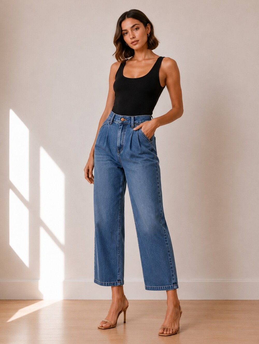 Madewell High-Rise Pleated Denim Trouser Jeans (Size: 27)